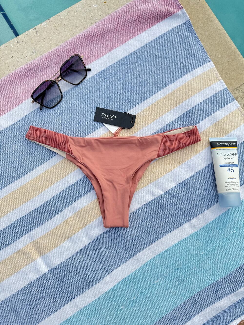 *NWT, Tavik Swimwear, Women, BYRDIE BIKINI BOTTOM, Color Rose Dawn, Sz M